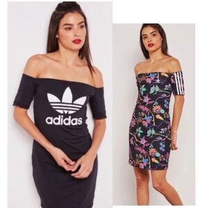 Adidas Reversible Off the Shoulder Dress Size Medium Poisonous Garden  (884)